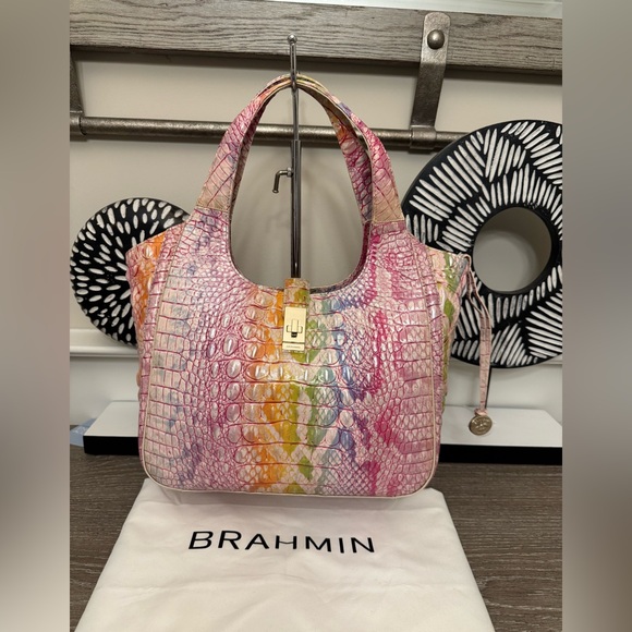 Brahmin Carla Optimism Melbourne Croc-Embossed Shoulder Bag - Picture 1 of 15